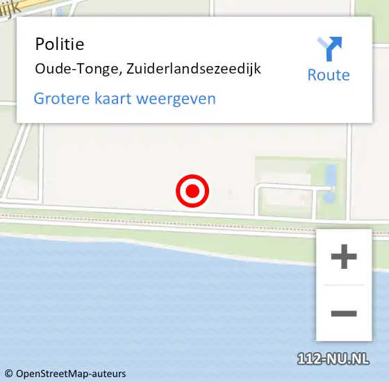 Locatie op kaart van de 112 melding: Politie Oude-Tonge, Zuiderlandsezeedijk op 24 februari 2024 13:50