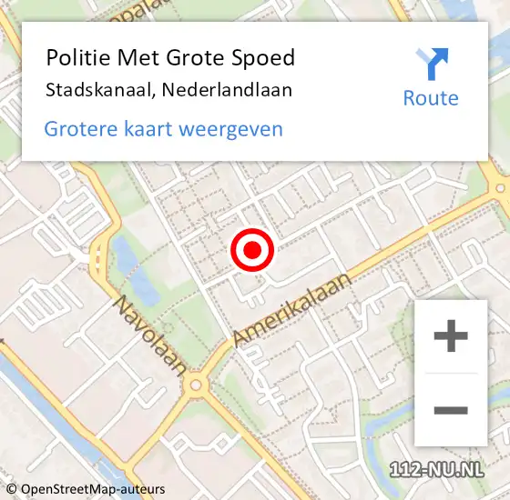 Locatie op kaart van de 112 melding: Politie Met Grote Spoed Naar Stadskanaal, Nederlandlaan op 24 februari 2024 14:25
