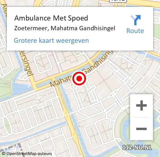 Locatie op kaart van de 112 melding: Ambulance Met Spoed Naar Zoetermeer, Mahatma Gandhisingel op 24 februari 2024 14:32