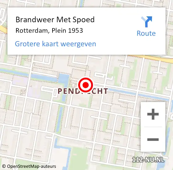 Locatie op kaart van de 112 melding: Brandweer Met Spoed Naar Rotterdam, Plein 1953 op 24 februari 2024 14:41