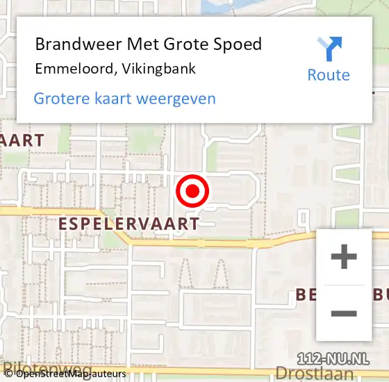 Locatie op kaart van de 112 melding: Brandweer Met Grote Spoed Naar Emmeloord, Vikingbank op 24 februari 2024 14:57