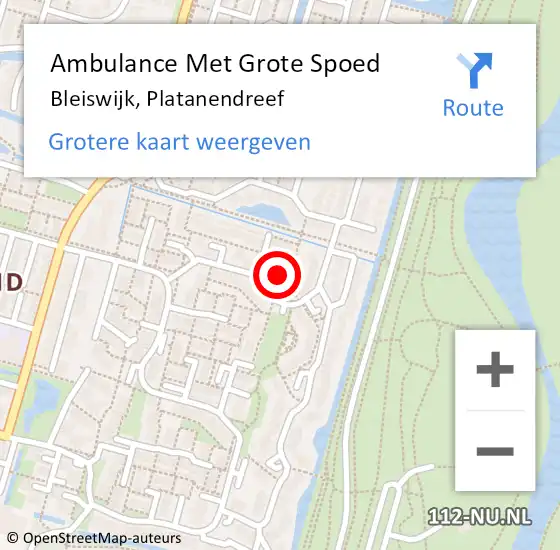 Locatie op kaart van de 112 melding: Ambulance Met Grote Spoed Naar Bleiswijk, Platanendreef op 24 februari 2024 14:58