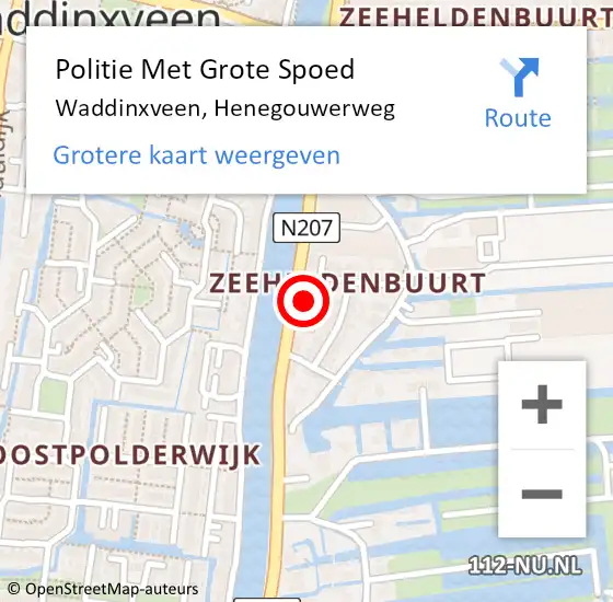 Locatie op kaart van de 112 melding: Politie Met Grote Spoed Naar Waddinxveen, Henegouwerweg op 24 februari 2024 15:15