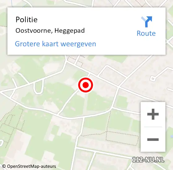 Locatie op kaart van de 112 melding: Politie Oostvoorne, Heggepad op 24 februari 2024 15:19