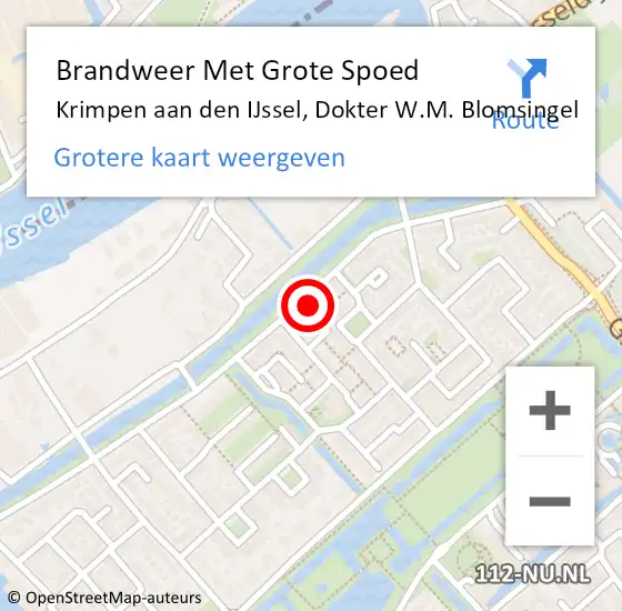 Locatie op kaart van de 112 melding: Brandweer Met Grote Spoed Naar Krimpen aan den IJssel, Dokter W.M. Blomsingel op 24 februari 2024 15:30