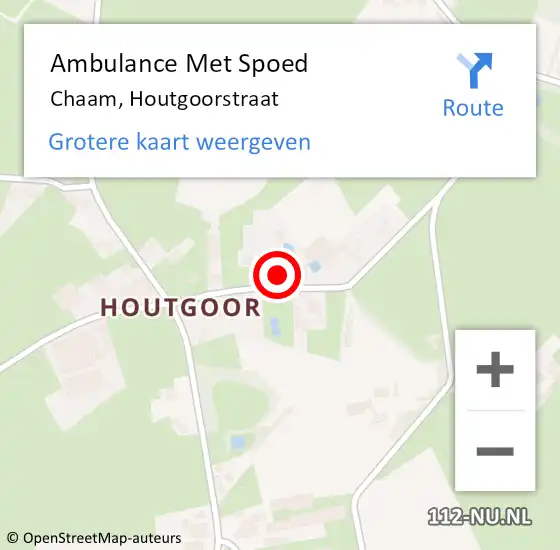 Locatie op kaart van de 112 melding: Ambulance Met Spoed Naar Chaam, Houtgoorstraat op 26 september 2014 23:42