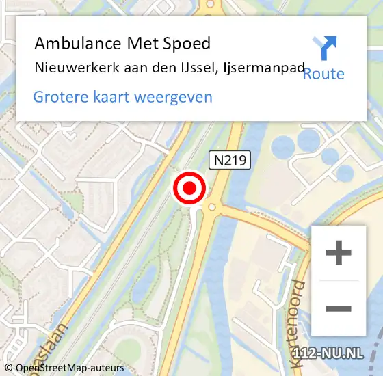 Locatie op kaart van de 112 melding: Ambulance Met Spoed Naar Nieuwerkerk aan den IJssel, Ijsermanpad op 26 september 2014 23:45