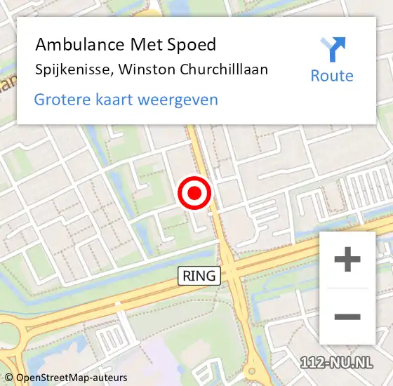 Locatie op kaart van de 112 melding: Ambulance Met Spoed Naar Spijkenisse, Winston Churchilllaan op 24 februari 2024 16:04
