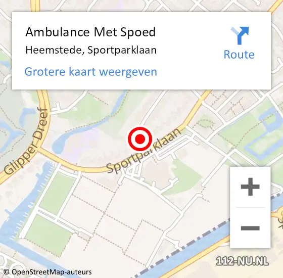 Locatie op kaart van de 112 melding: Ambulance Met Spoed Naar Heemstede, Sportparklaan op 24 februari 2024 16:12