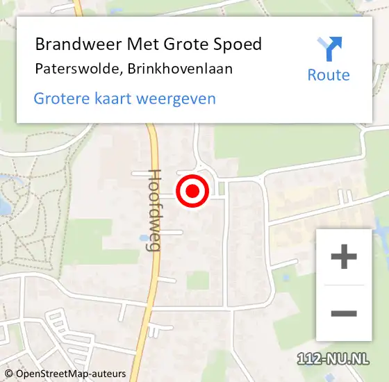 Locatie op kaart van de 112 melding: Brandweer Met Grote Spoed Naar Paterswolde, Brinkhovenlaan op 26 september 2014 23:47