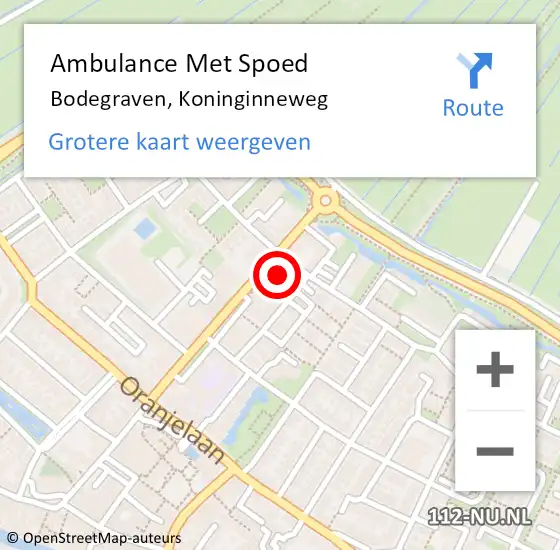 Locatie op kaart van de 112 melding: Ambulance Met Spoed Naar Bodegraven, Koninginneweg op 24 februari 2024 16:12