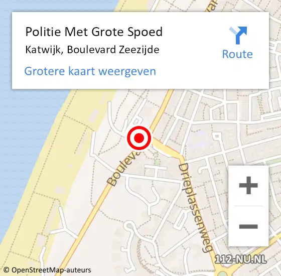Locatie op kaart van de 112 melding: Politie Met Grote Spoed Naar Katwijk, Boulevard Zeezijde op 24 februari 2024 16:16