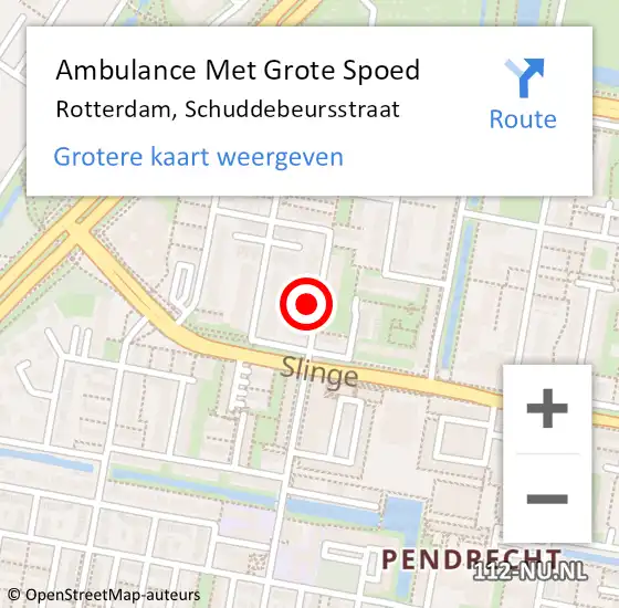 Locatie op kaart van de 112 melding: Ambulance Met Grote Spoed Naar Rotterdam, Schuddebeursstraat op 24 februari 2024 16:52