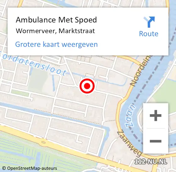 Locatie op kaart van de 112 melding: Ambulance Met Spoed Naar Wormerveer, Marktstraat op 24 februari 2024 17:00