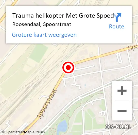 Locatie op kaart van de 112 melding: Trauma helikopter Met Grote Spoed Naar Roosendaal, Spoorstraat op 24 februari 2024 17:07
