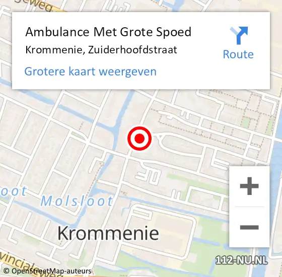 Locatie op kaart van de 112 melding: Ambulance Met Grote Spoed Naar Krommenie, Zuiderhoofdstraat op 24 februari 2024 17:18