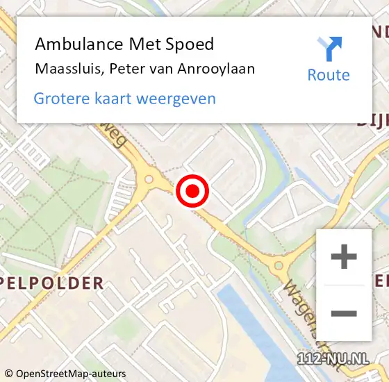 Locatie op kaart van de 112 melding: Ambulance Met Spoed Naar Maassluis, Peter van Anrooylaan op 24 februari 2024 18:01