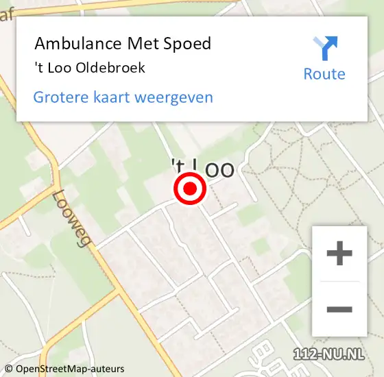 Locatie op kaart van de 112 melding: Ambulance Met Spoed Naar 't Loo Oldebroek op 24 februari 2024 18:11