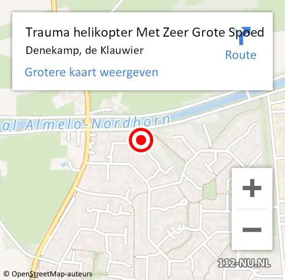 Locatie op kaart van de 112 melding: Trauma helikopter Met Zeer Grote Spoed Naar Denekamp, de Klauwier op 24 februari 2024 18:35