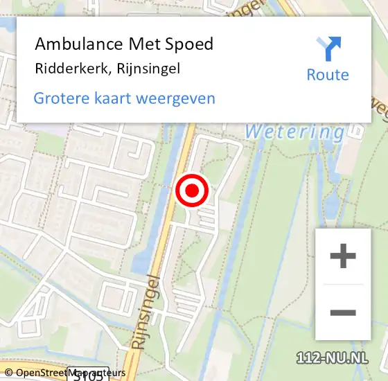 Locatie op kaart van de 112 melding: Ambulance Met Spoed Naar Ridderkerk, Rijnsingel op 24 februari 2024 18:53