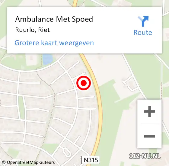 Locatie op kaart van de 112 melding: Ambulance Met Spoed Naar Ruurlo, Riet op 24 februari 2024 18:53