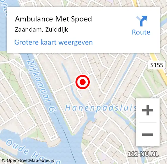 Locatie op kaart van de 112 melding: Ambulance Met Spoed Naar Zaandam, Zuiddijk op 24 februari 2024 18:58