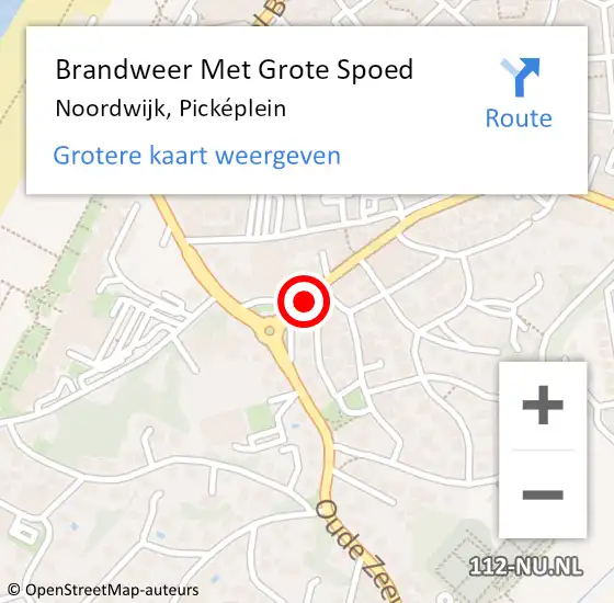 Locatie op kaart van de 112 melding: Brandweer Met Grote Spoed Naar Noordwijk, Picképlein op 24 februari 2024 19:04