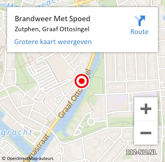 Locatie op kaart van de 112 melding: Brandweer Met Spoed Naar Zutphen, Graaf Ottosingel op 24 februari 2024 19:25