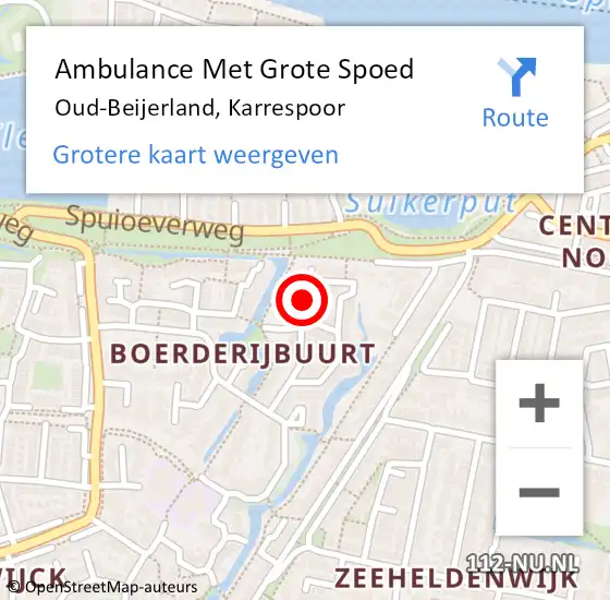 Locatie op kaart van de 112 melding: Ambulance Met Grote Spoed Naar Oud-Beijerland, Karrespoor op 24 februari 2024 19:33