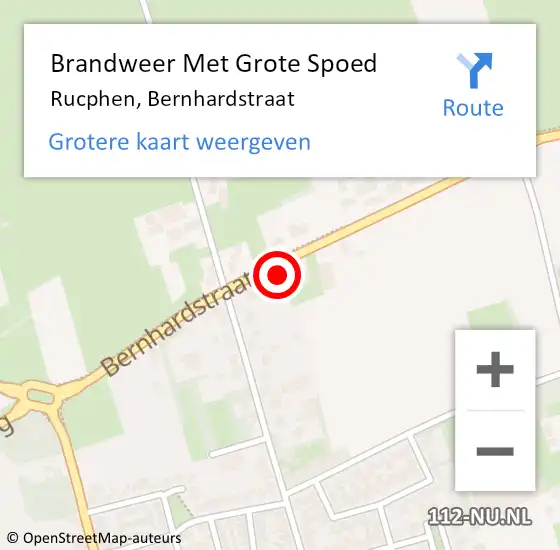 Locatie op kaart van de 112 melding: Brandweer Met Grote Spoed Naar Rucphen, Bernhardstraat op 24 februari 2024 19:59