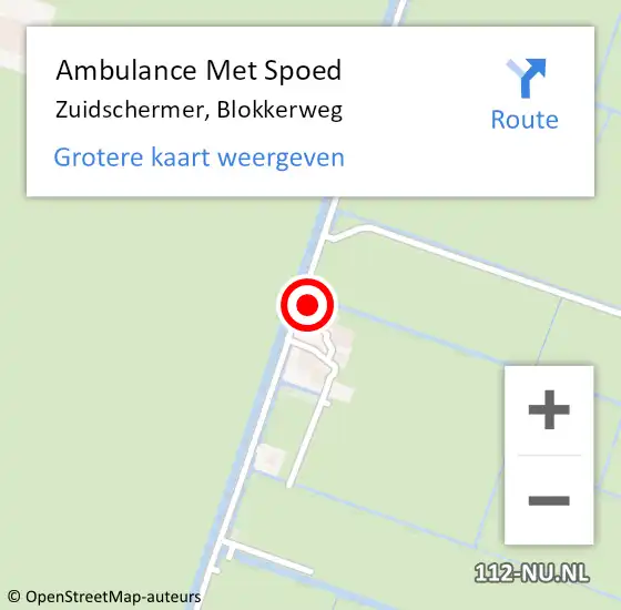 Locatie op kaart van de 112 melding: Ambulance Met Spoed Naar Zuidschermer, Blokkerweg op 24 februari 2024 20:07