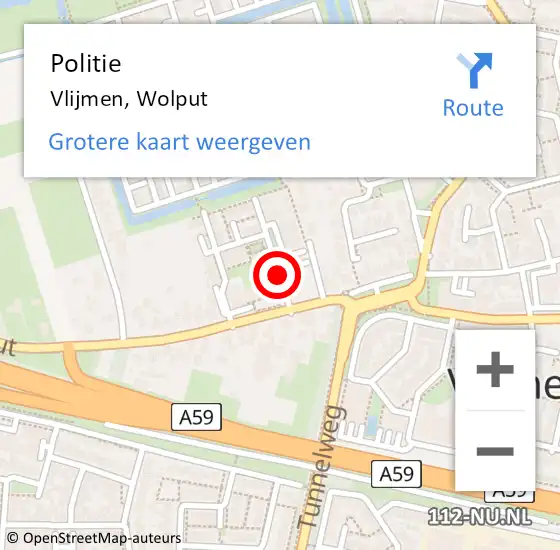 Locatie op kaart van de 112 melding: Politie Vlijmen, Wolput op 27 september 2014 00:34