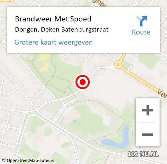 Locatie op kaart van de 112 melding: Brandweer Met Spoed Naar Dongen, Deken Batenburgstraat op 24 februari 2024 20:25