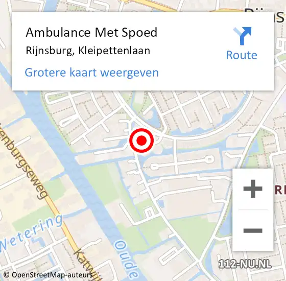 Locatie op kaart van de 112 melding: Ambulance Met Spoed Naar Rijnsburg, Kleipettenlaan op 24 februari 2024 20:33