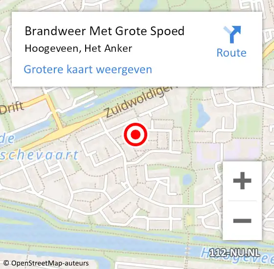 Locatie op kaart van de 112 melding: Brandweer Met Grote Spoed Naar Hoogeveen, Het Anker op 27 september 2014 00:38