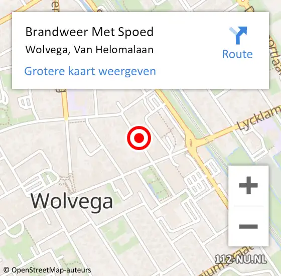Locatie op kaart van de 112 melding: Brandweer Met Spoed Naar Wolvega, Van Helomalaan op 24 februari 2024 20:54