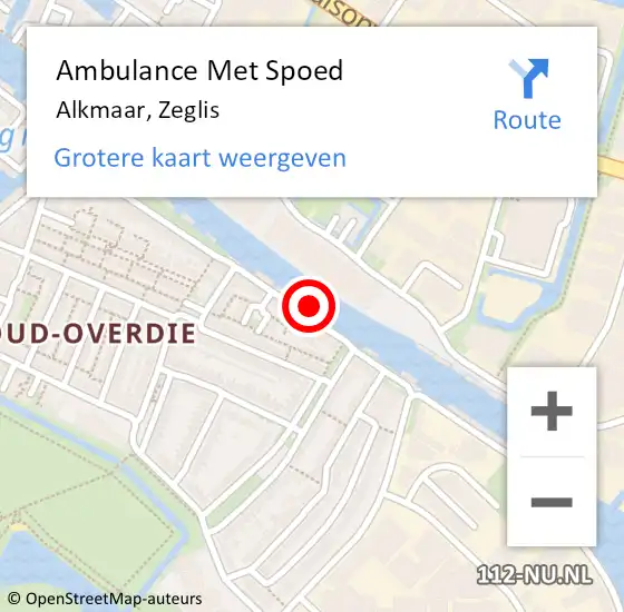 Locatie op kaart van de 112 melding: Ambulance Met Spoed Naar Alkmaar, Zeglis op 24 februari 2024 20:59