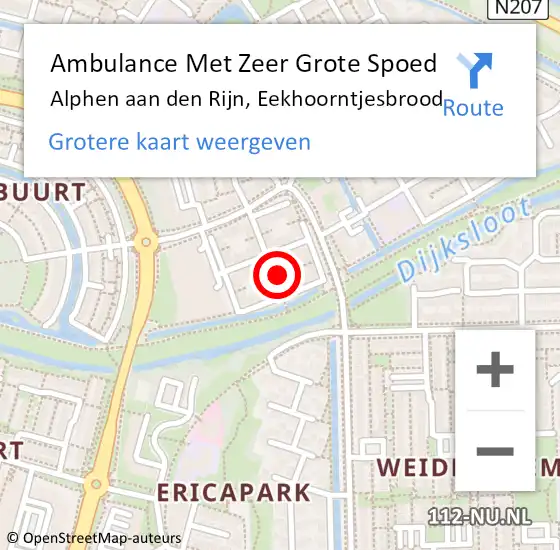 Locatie op kaart van de 112 melding: Ambulance Met Zeer Grote Spoed Naar Alphen aan den Rijn, Eekhoorntjesbrood op 24 februari 2024 21:46