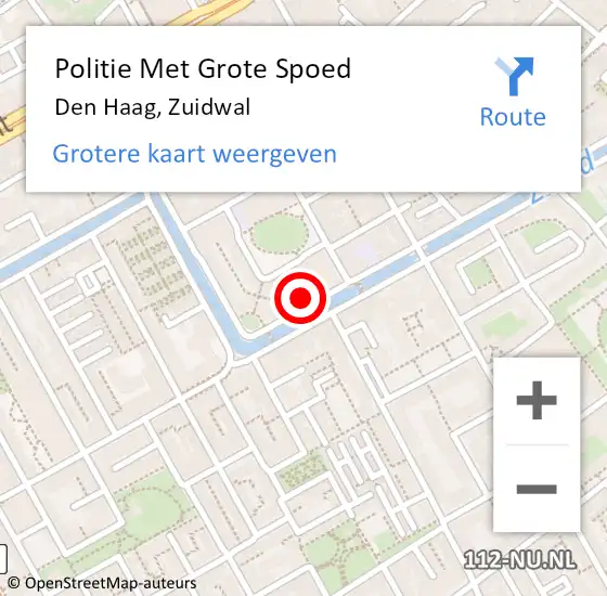 Locatie op kaart van de 112 melding: Politie Met Grote Spoed Naar Den Haag, Zuidwal op 24 februari 2024 22:11