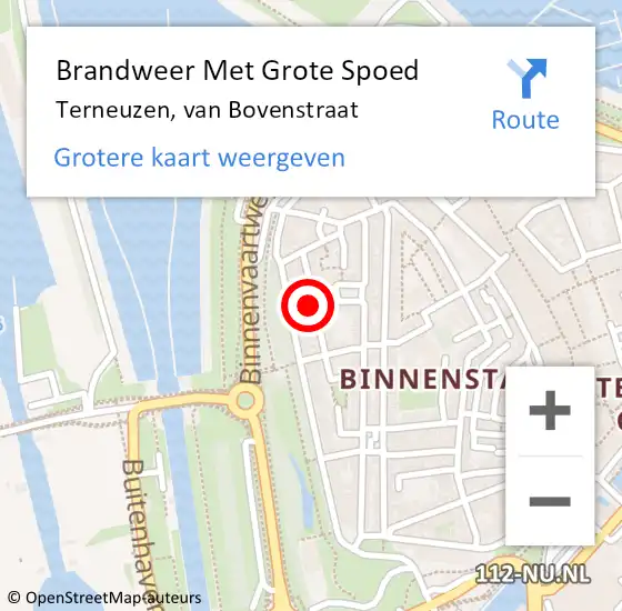 Locatie op kaart van de 112 melding: Brandweer Met Grote Spoed Naar Terneuzen, van Bovenstraat op 24 februari 2024 22:18