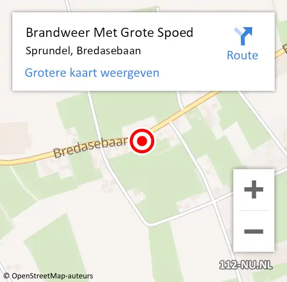 Locatie op kaart van de 112 melding: Brandweer Met Grote Spoed Naar Sprundel, Bredasebaan op 24 februari 2024 22:18