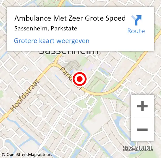 Locatie op kaart van de 112 melding: Ambulance Met Zeer Grote Spoed Naar Sassenheim, Parkstate op 24 februari 2024 22:59