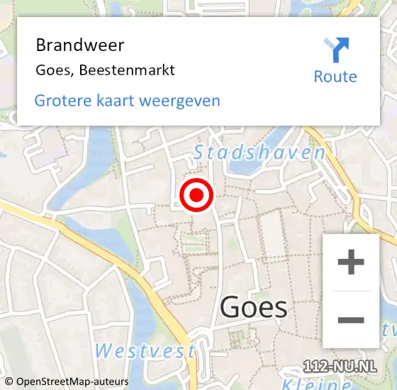 Locatie op kaart van de 112 melding: Brandweer Goes, Beestenmarkt op 15 oktober 2013 18:53