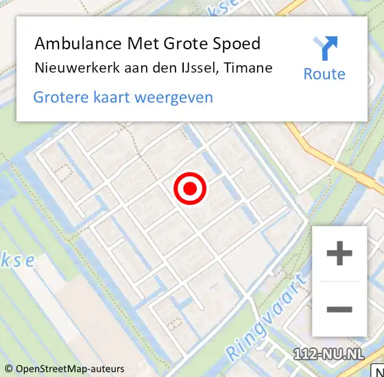 Locatie op kaart van de 112 melding: Ambulance Met Grote Spoed Naar Nieuwerkerk aan den IJssel, Timane op 24 februari 2024 23:21