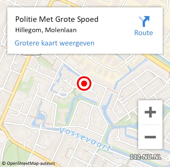 Locatie op kaart van de 112 melding: Politie Met Grote Spoed Naar Hillegom, Molenlaan op 24 februari 2024 23:25