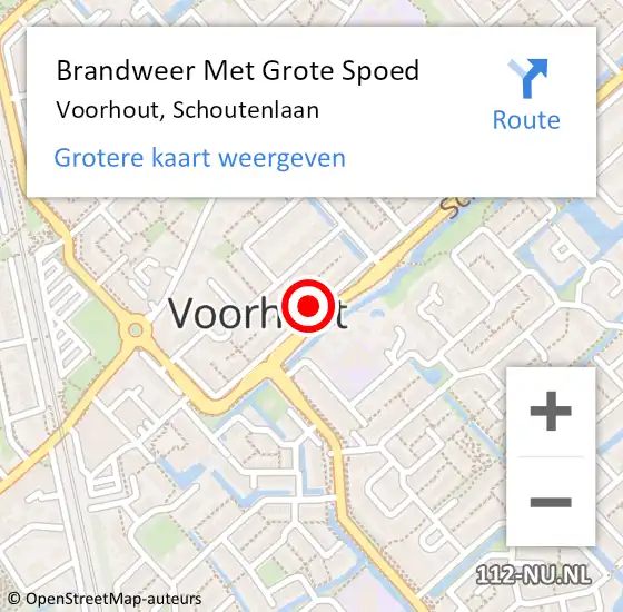 Locatie op kaart van de 112 melding: Brandweer Met Grote Spoed Naar Voorhout, Schoutenlaan op 24 februari 2024 23:50