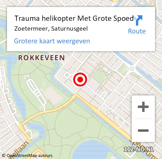 Locatie op kaart van de 112 melding: Trauma helikopter Met Grote Spoed Naar Zoetermeer, Saturnusgeel op 24 februari 2024 23:52