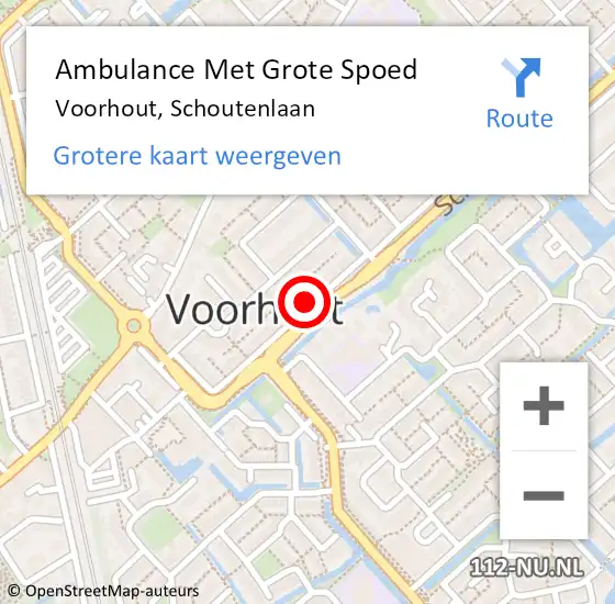 Locatie op kaart van de 112 melding: Ambulance Met Grote Spoed Naar Voorhout, Schoutenlaan op 24 februari 2024 23:53