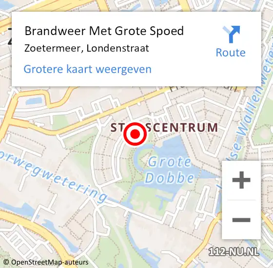 Locatie op kaart van de 112 melding: Brandweer Met Grote Spoed Naar Zoetermeer, Londenstraat op 25 februari 2024 00:58