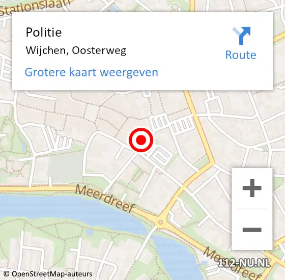 Locatie op kaart van de 112 melding: Politie Wijchen, Oosterweg op 25 februari 2024 01:07